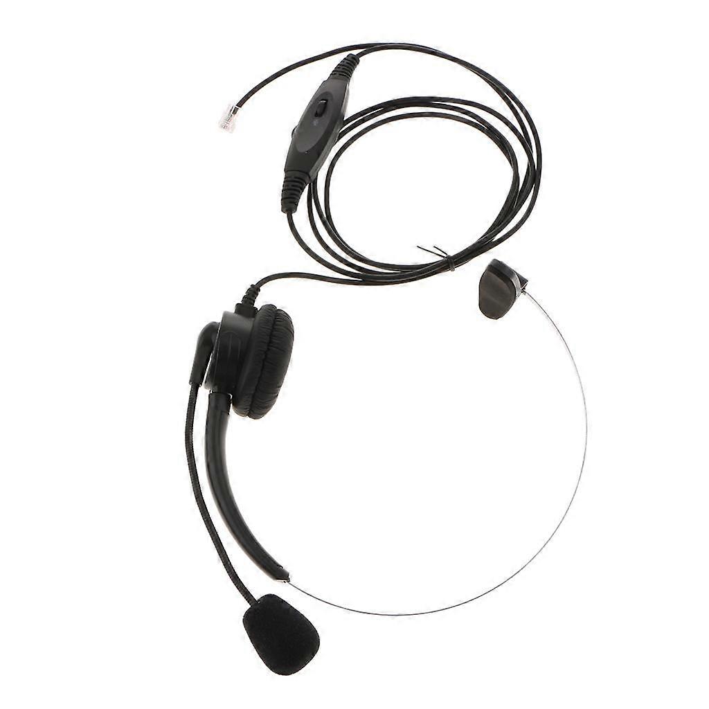 Telephone Headset RJ9 Plug Noise Cancelling w/ Mic Over Head for Call Center