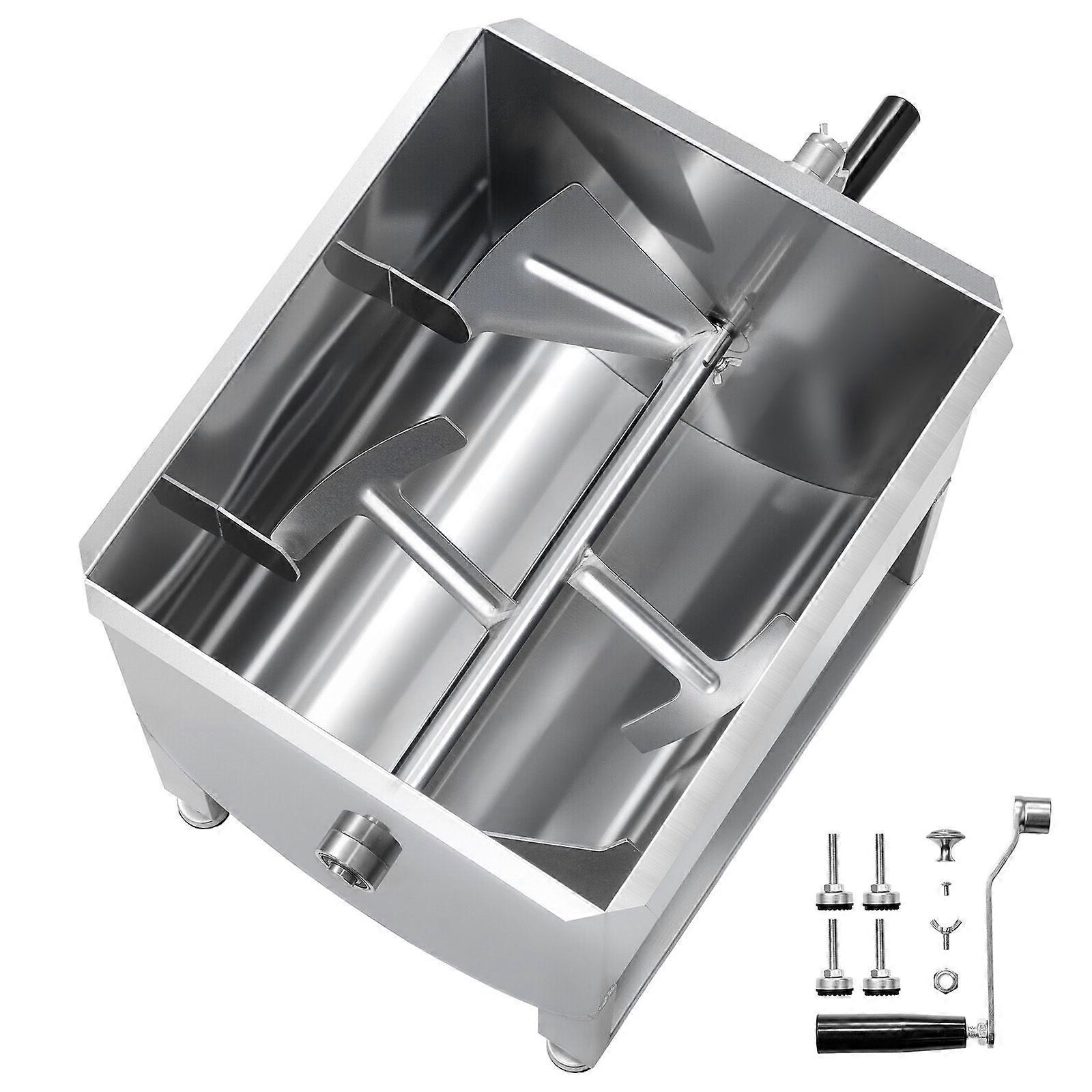 Manual Meat Mixer, 80L Fixed Tank Meat Processing Equipment with Lid Handle Gear Reducer(Mixing Max 80LBS for Meat)