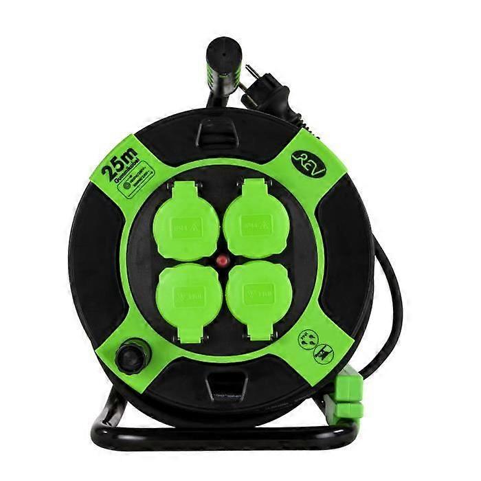 Cable drum - REV - 25m - 4 sockets - IP44 - Plastic