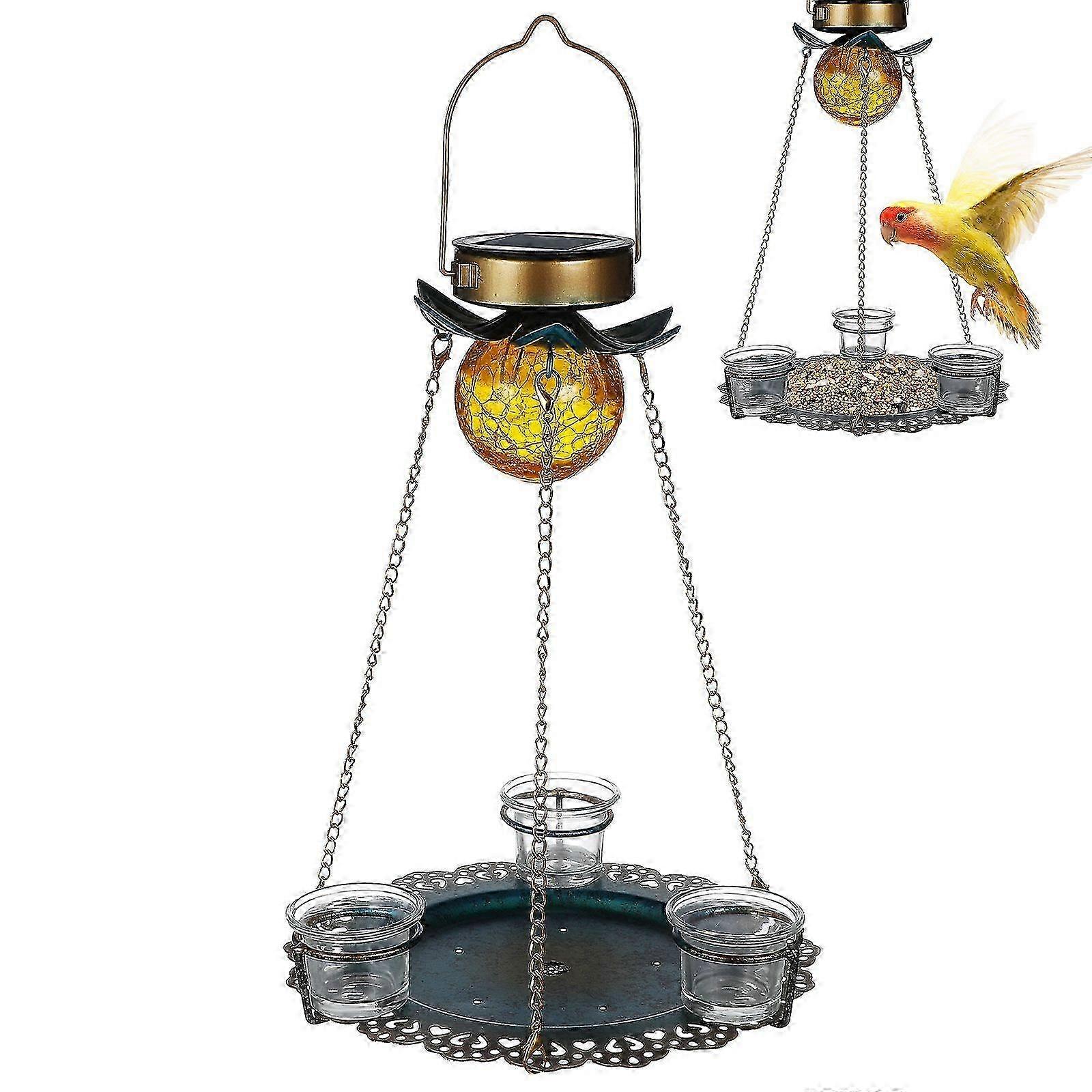 Solar Light Powered Bird Feeder with Bath and