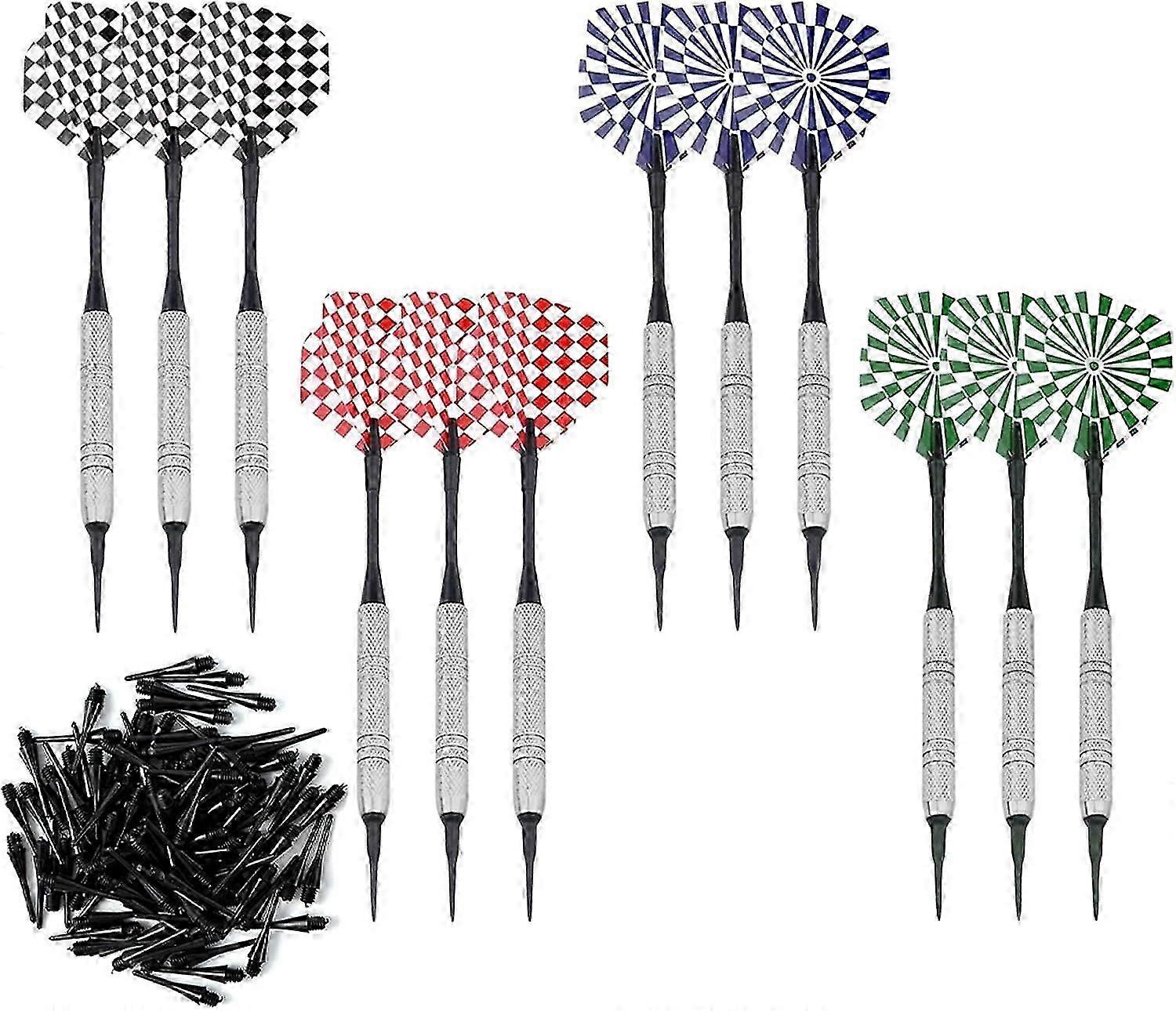 100-Pack Soft Tip Darts with 14g Weight Complete with Dart Flights and Plastic Tips