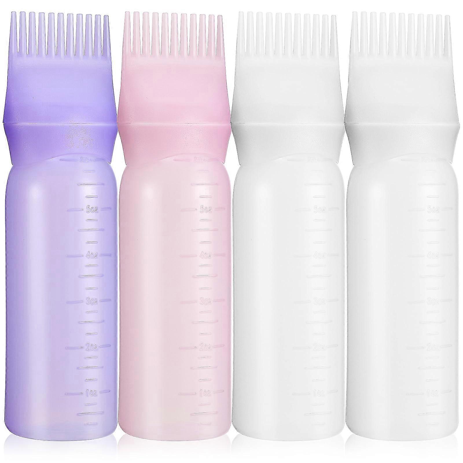 Root Comb Applicator Set - 4 Pcs Hair Oil and Dye Applicator Bottles for Salon Use, Hair Oiling, and Shampoos