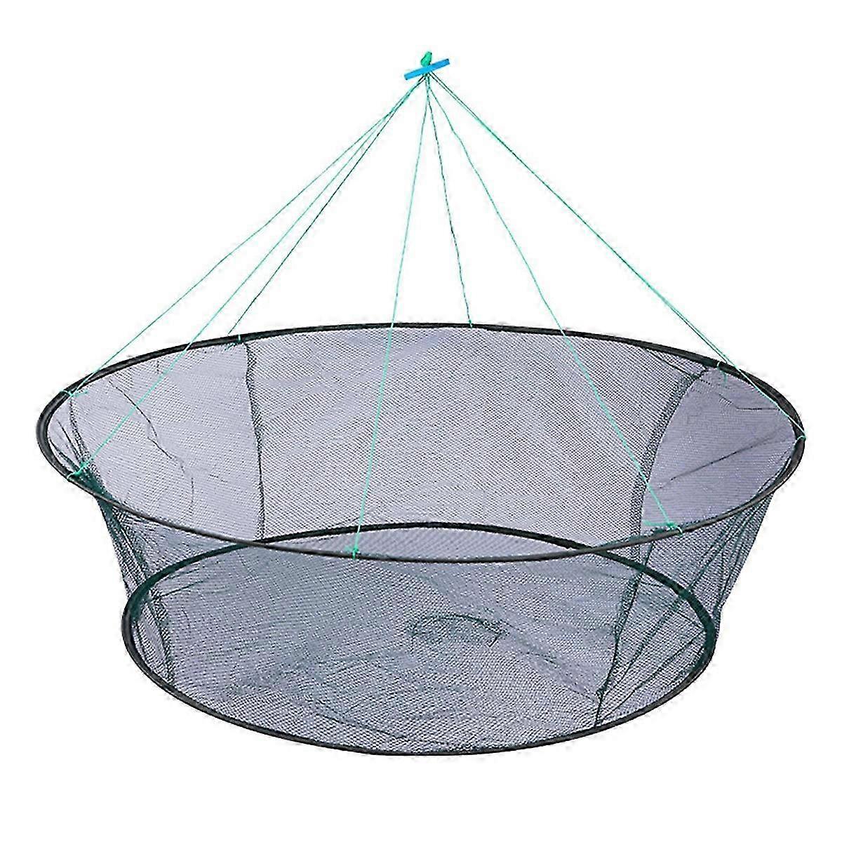 Foldable Drop Net Fishing Landing Nets Crayfish Shrimp Catcher Prawn Bait Crab Shrimp Pier Harbour Pond Mesh 150cm