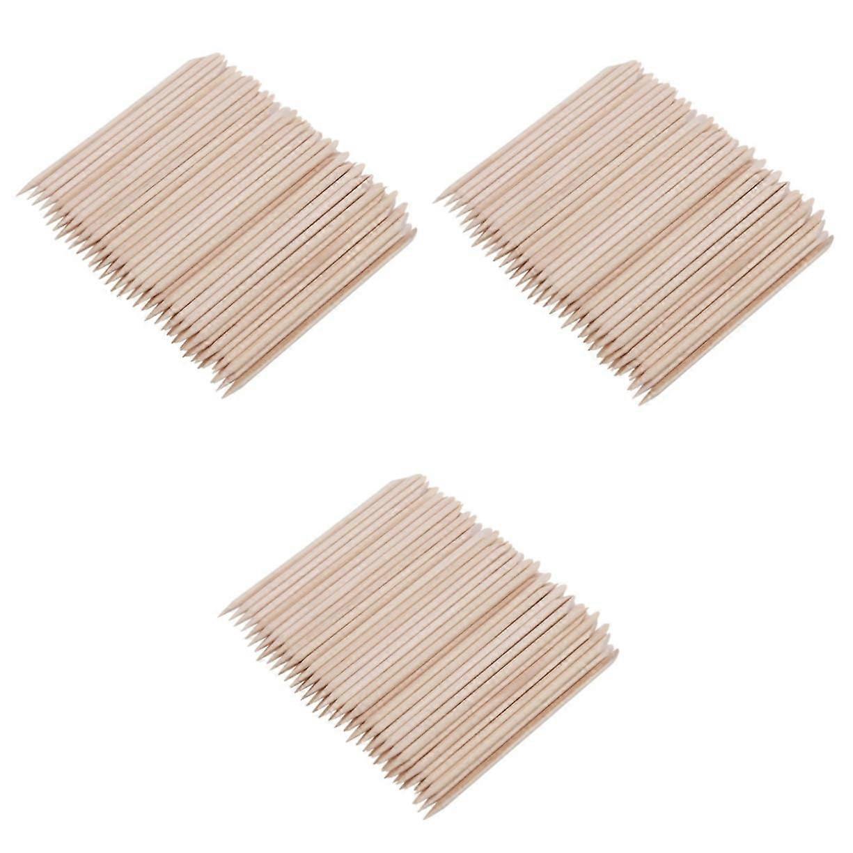 3sets Nail Art Polish Wood Sticks Set Cuticle Pusher Remover Orange Sticks for Nails 100pcs3