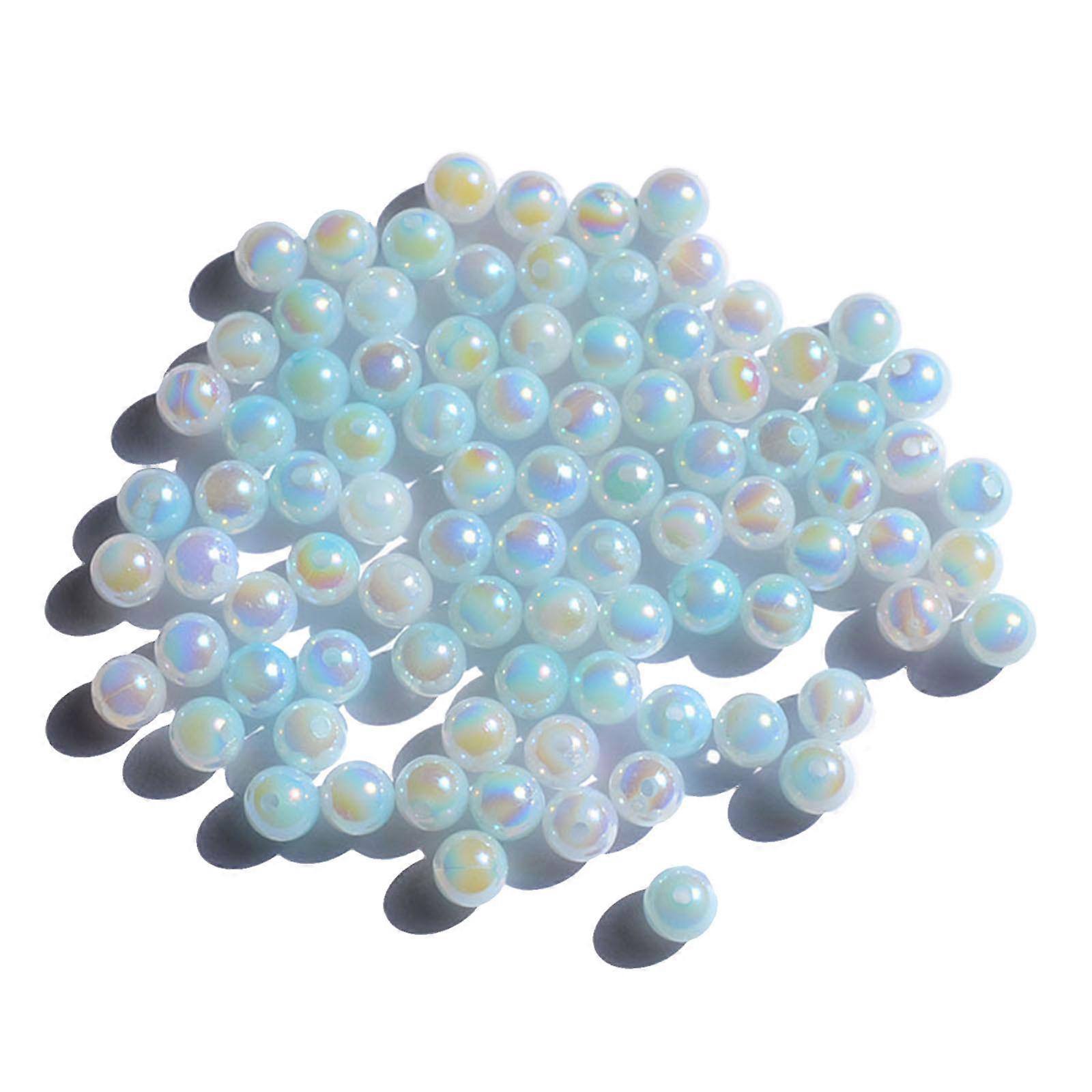 200pcs 8mm Plating Acrylic Spacer Beads Candy Color Round Loose Beads For Jewelry Making Diy Bracelet Necklace Supplies  sky blue