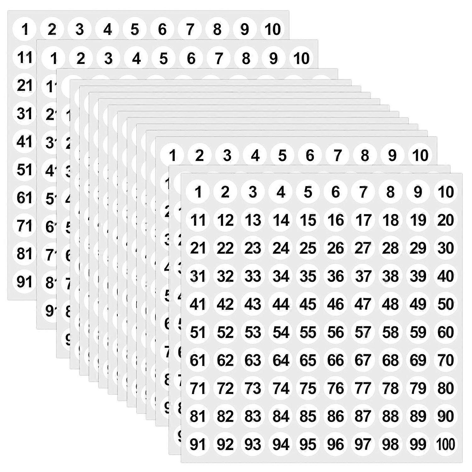 2500pcs Number Stickers 1-100 Adhesive Labels Easy to Peel Round Markers for Bins Files Notebooks and Containers Home Office
