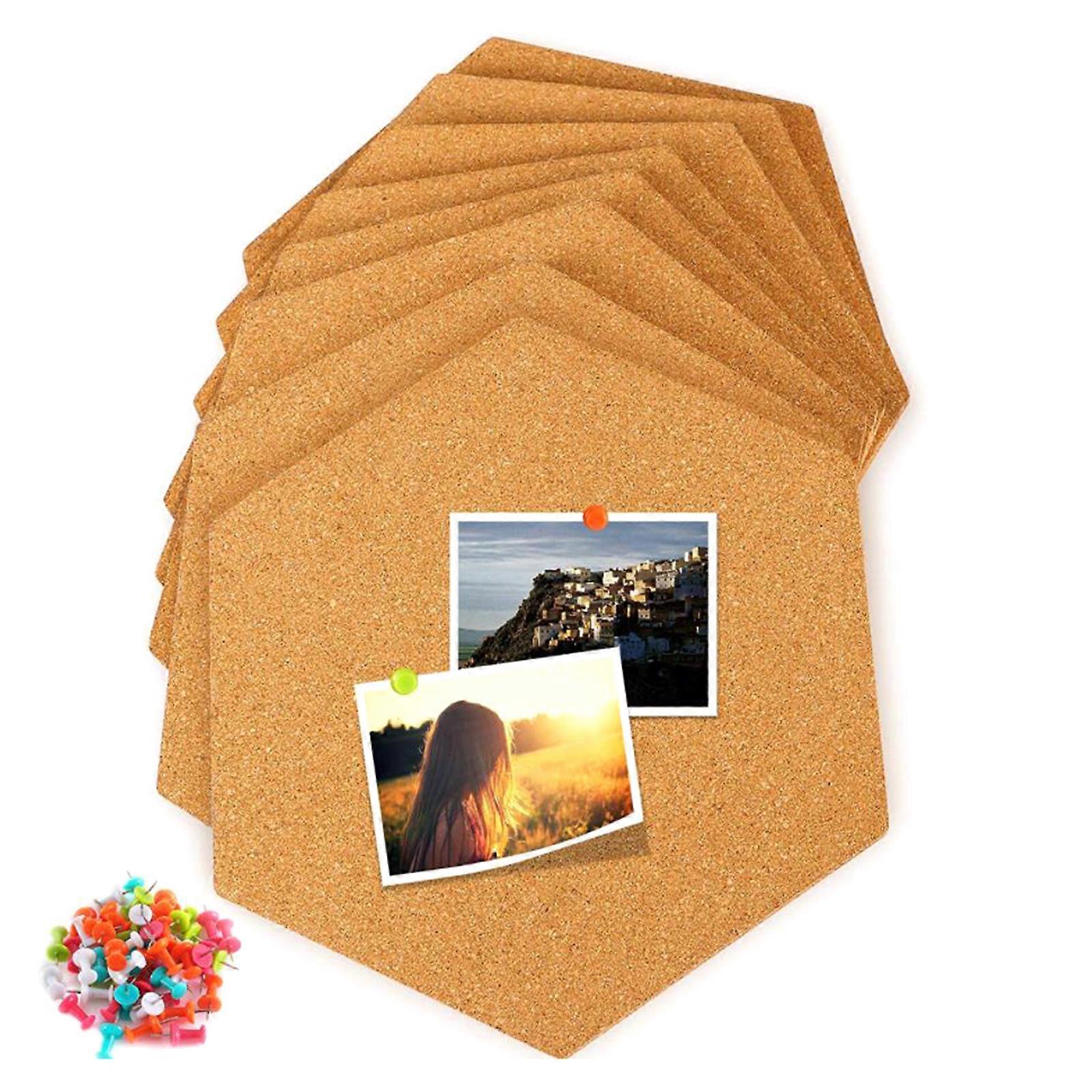 8pcs/set φελλός ξύλο σανίδα αυτοκόλλητη DIY γραφείο ανακοινώσεων ανακοινώσεων πίνακες μηνυμάτων πολυλειτουργική φωτογραφία κρέμεται εγχώρια διακόσμηση με καρφίτσες 50pcs