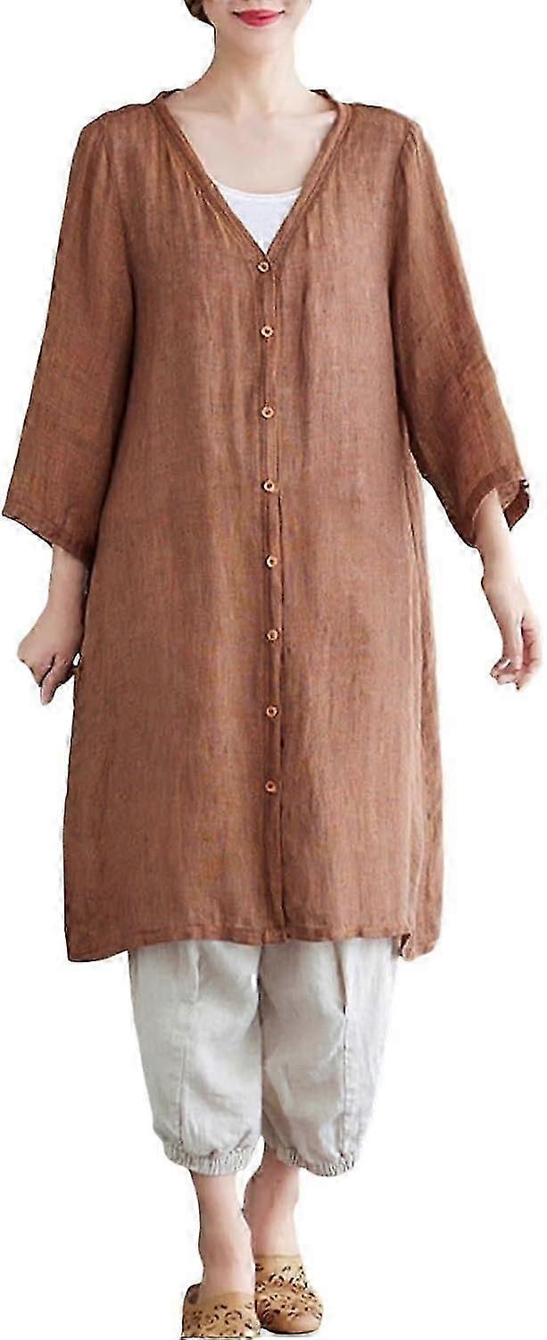 Women's 2024 Cotton And Linen Spring Fashion Cardigan Lightweight Kimonos Open Front Casual Loose Cardigan With