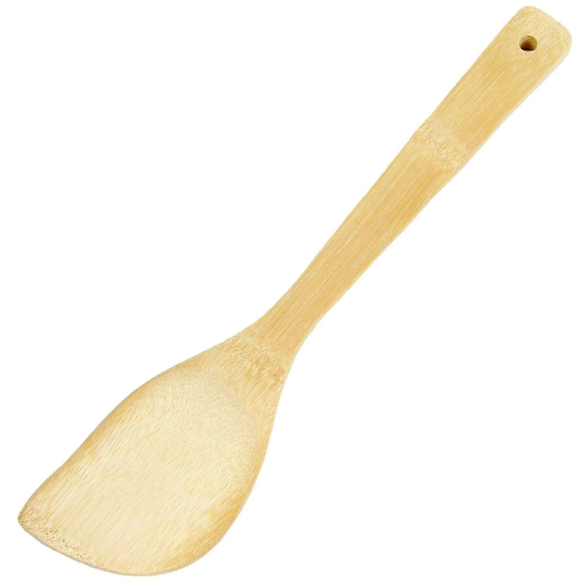 Espátula de Bambu para Fritura 11,75 Polegadas - Utensílio de Acabamento Natural