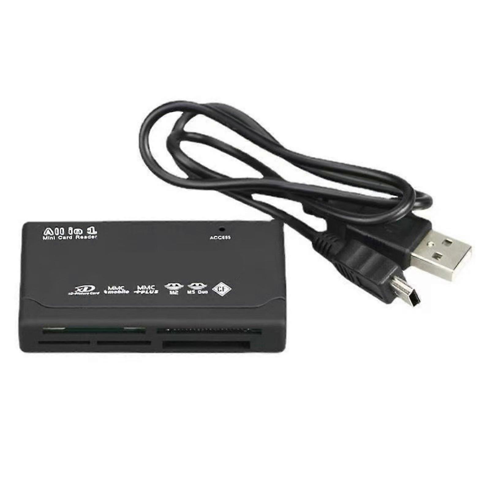 6 in 1 Card Reader USB Memory Card Reader Fast Data Transmission Six In One Card Reader Support TF CF XD MS Card  Black