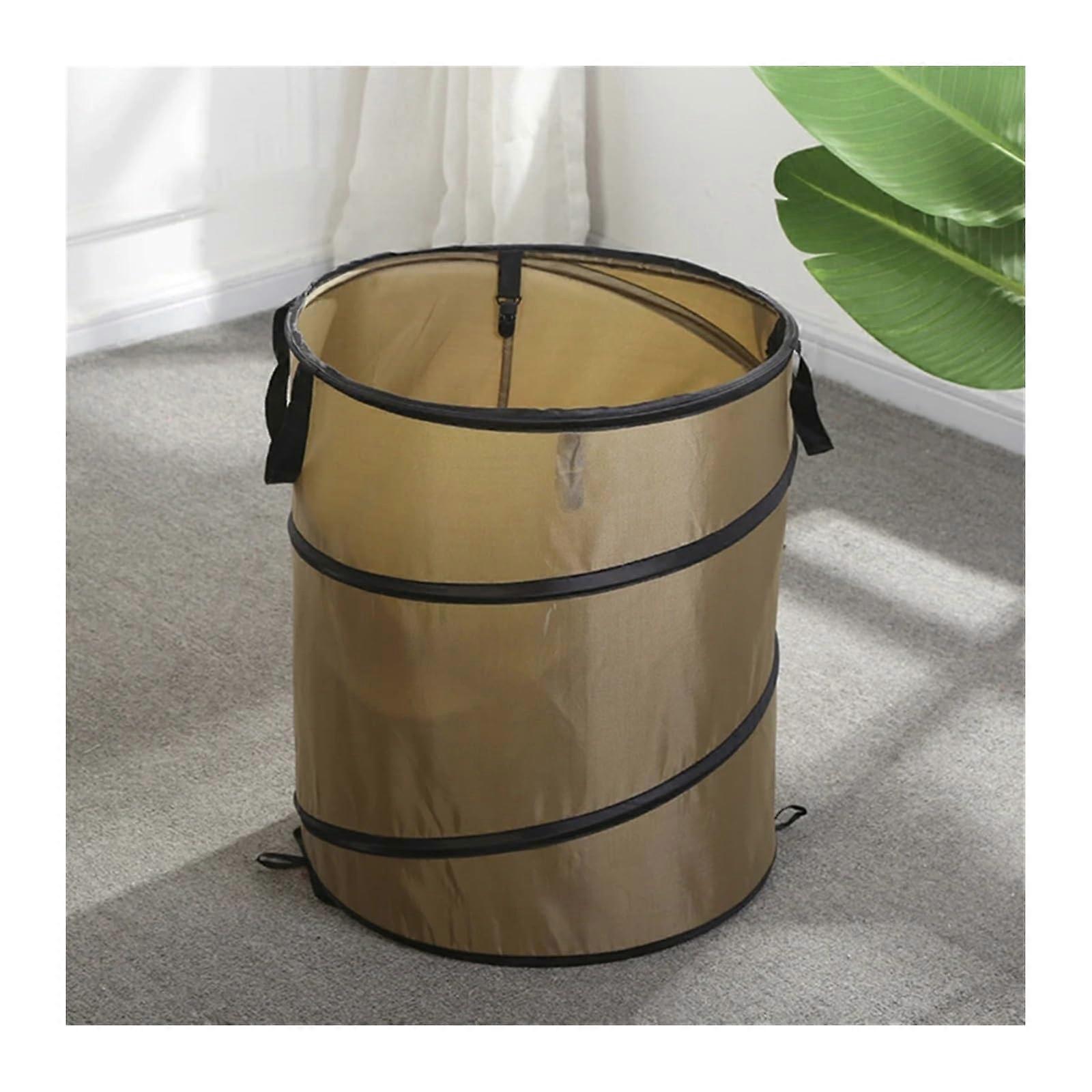 Portable Foldable Outdoor Trash Can, Large Double-Layer Camping Picnic Garbage Bag, Garden Waste Sack, Small Dark Green
