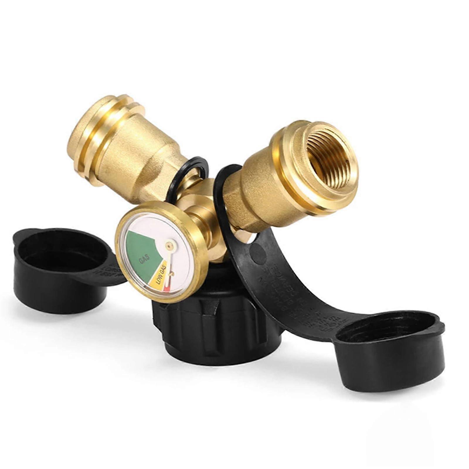 Propane Tanks Hose Splitter Adapter With Double Measuring Valves For BBQ Grills Heaters Gas Burners Ref: 6845