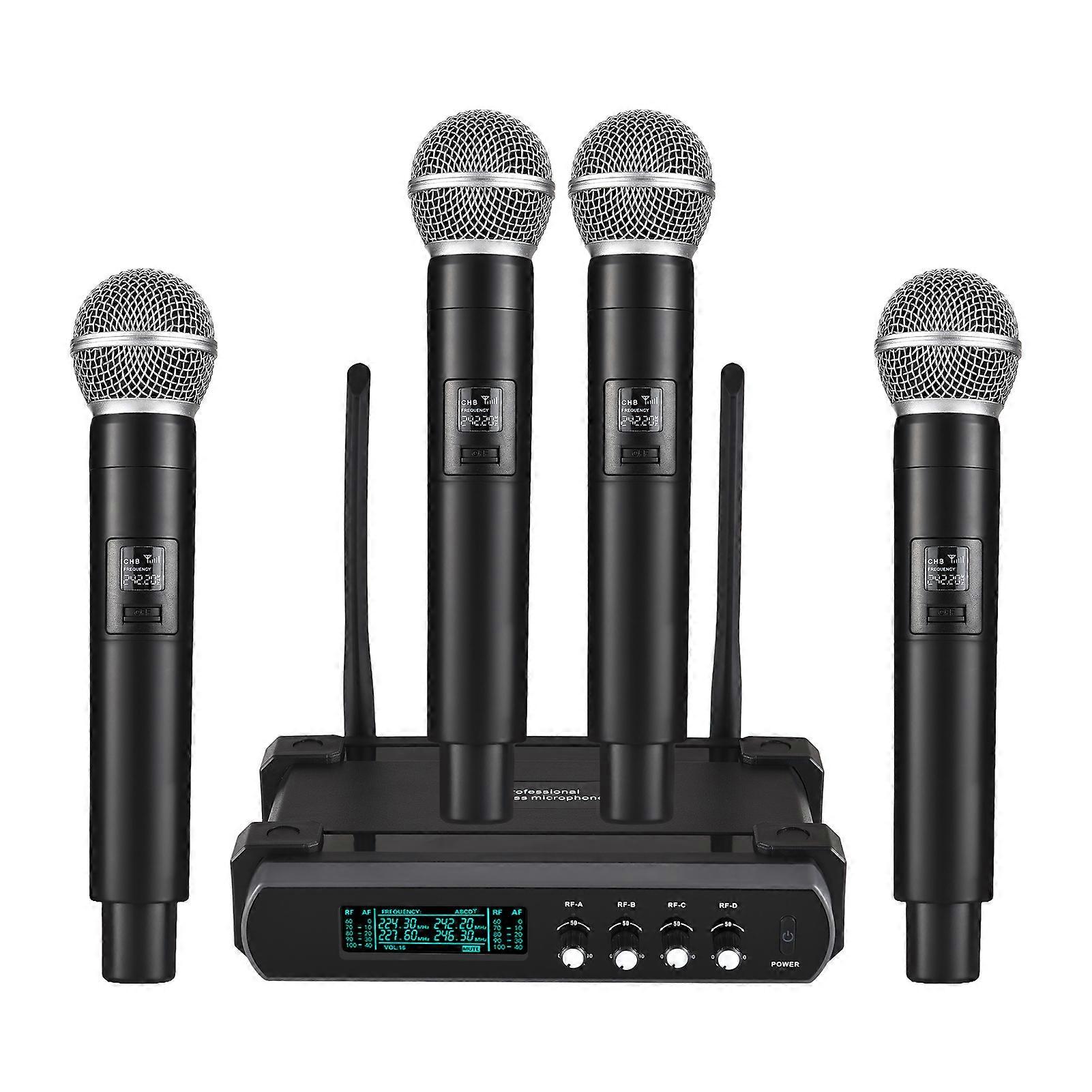 Wireless Microphone System Receiver with Cordless Handheld Mic V-Band Noise Reduction for Home Cinemas Karaoke Church Speech Wedding Party Singing Wi