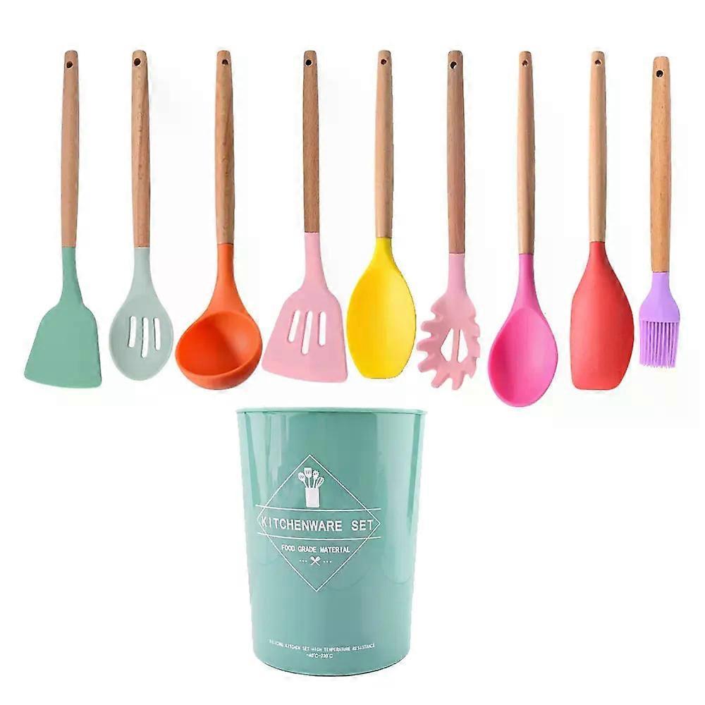 Silicone Wooden Handle Kitchenware Cooking Utensils Set Non-stick Cookware Spatula Shovel Egg Beaters Kitchen Cooking Tool Set