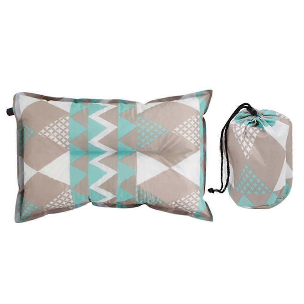 Automatic Inflatable Camping Pillow – Lightweight Soft Cushion for Outdoor Adventures, Airplane Travel, Office Breaks, and Cervical Support – Blue