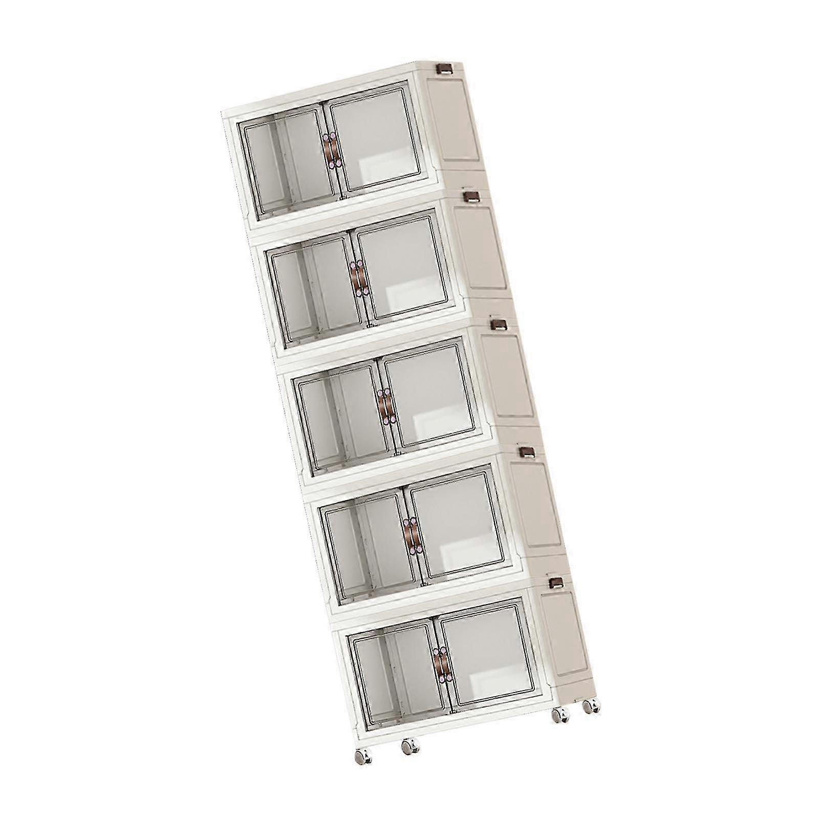 Portable Foldable Storage Cabinet for Farmhouse, Living Room, Kitchen, Stylish White Design, 1 Layer, Dimensions 45 cm