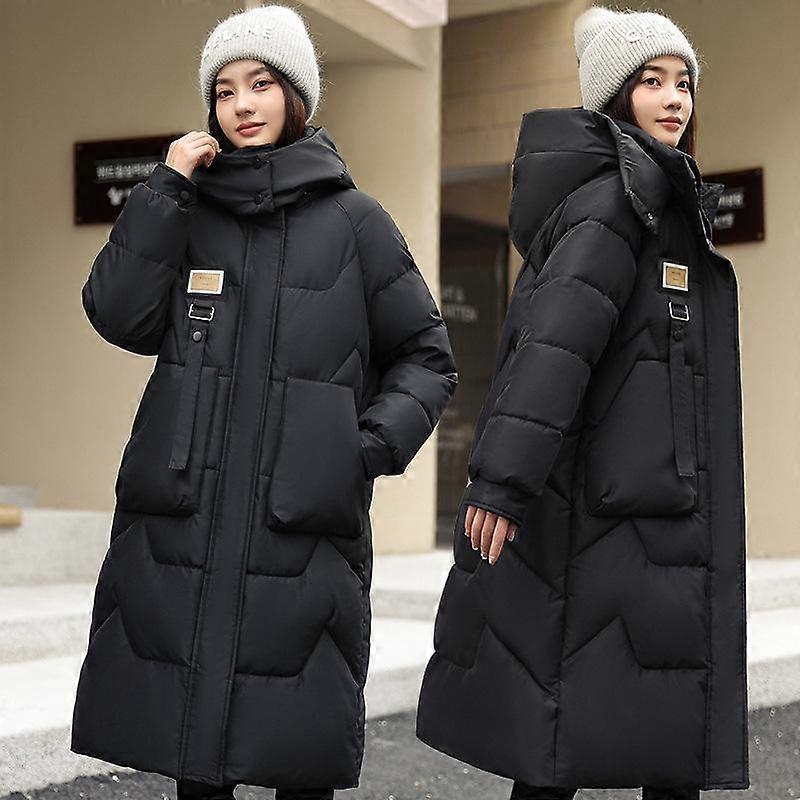 Women's Winter Solid Color Medium-length Knee-length Thickened Warm Down Jacket