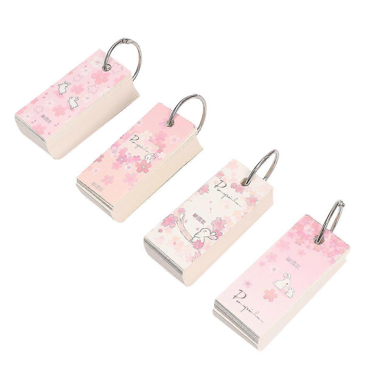 4pcs Sakura Pink Binder Note Pads Portable Loose-Leaf Notepad Flash Cards Memo Scratch Notes Pads for School Office (Mixed Pattern)