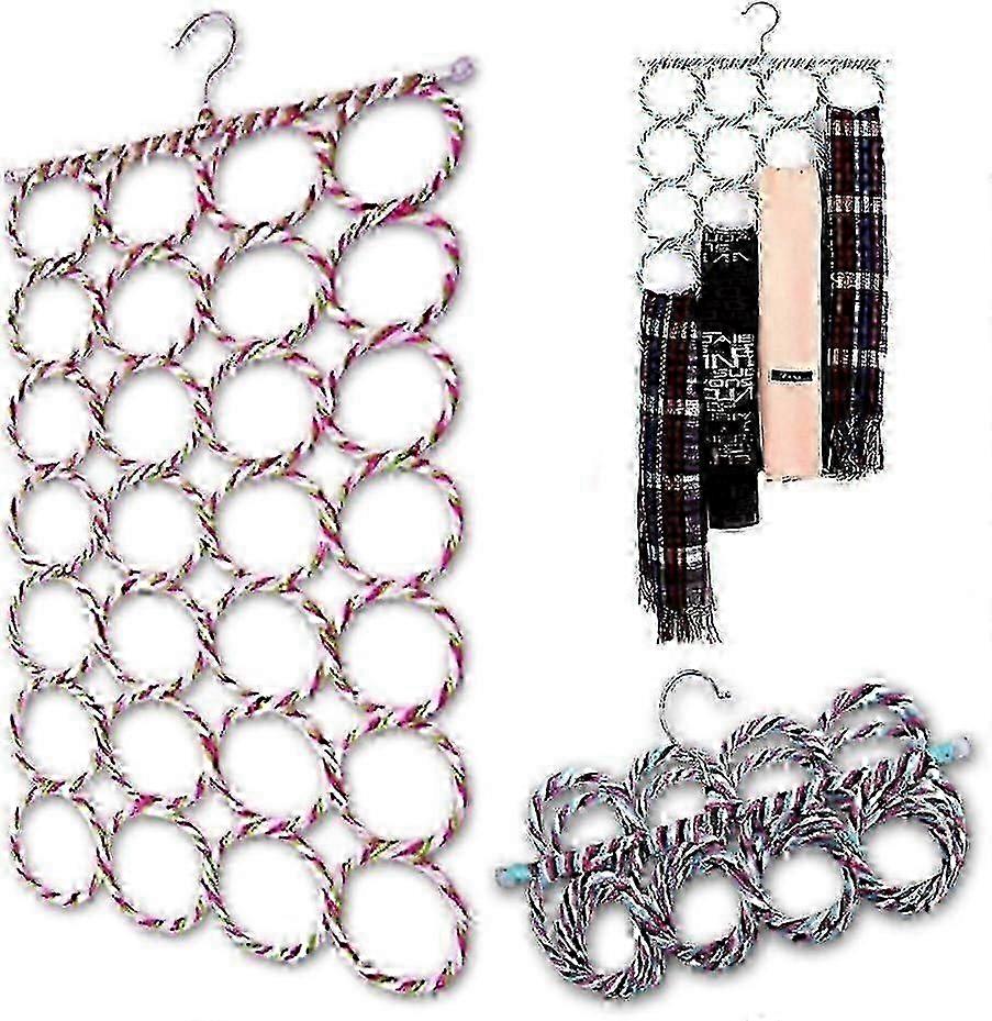 Foldable Scarf & Belt Holder with Rings Hanger for Easy Storage