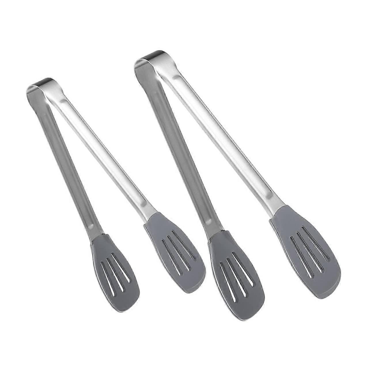 2-Piece Multi-Function Dessert and Grill Tongs Set with Non-Slip Handle for Meat, Vegetables, and Buffets