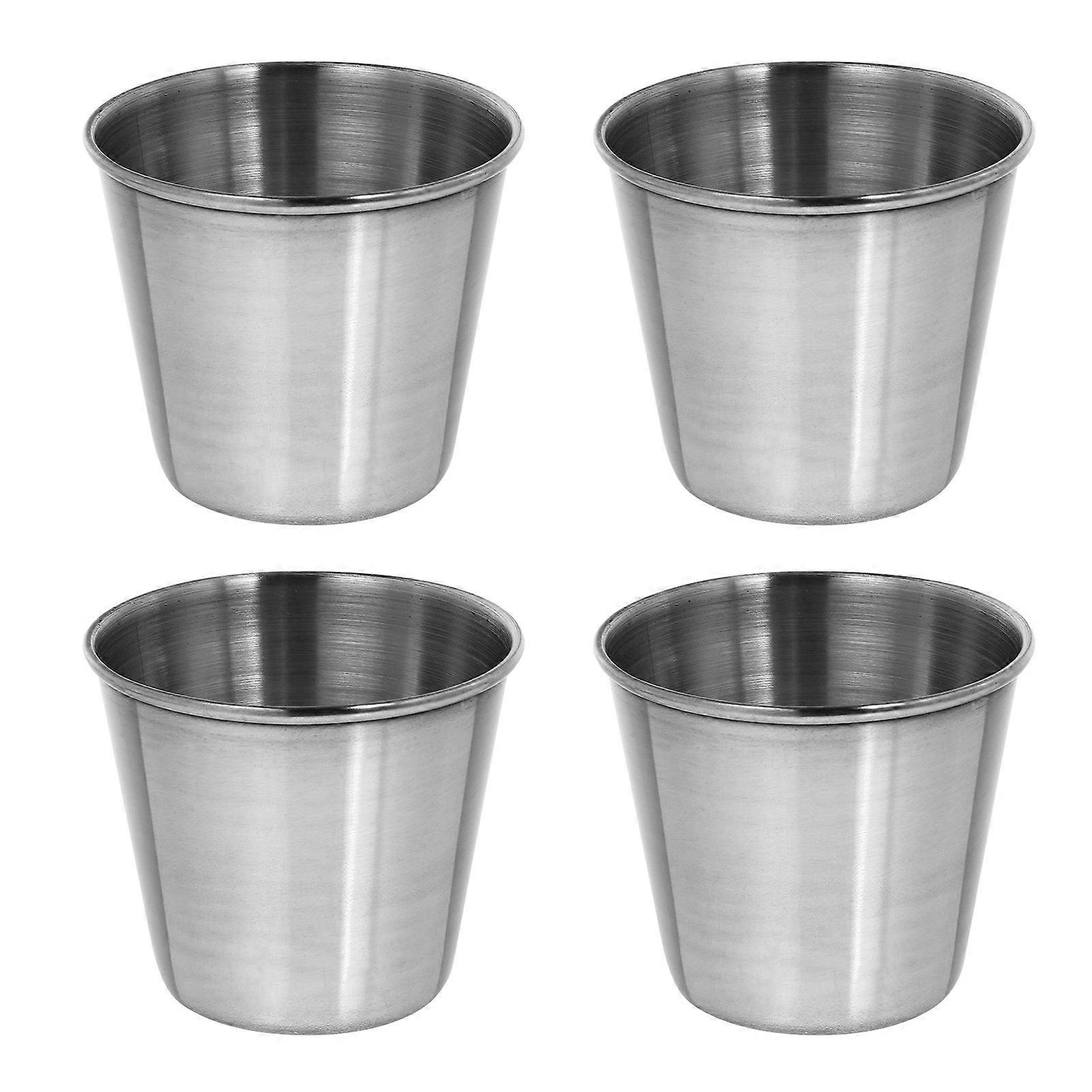 Portable Stainless Steel Water Cups Reusable 50ml Milk Silver 4Pcs