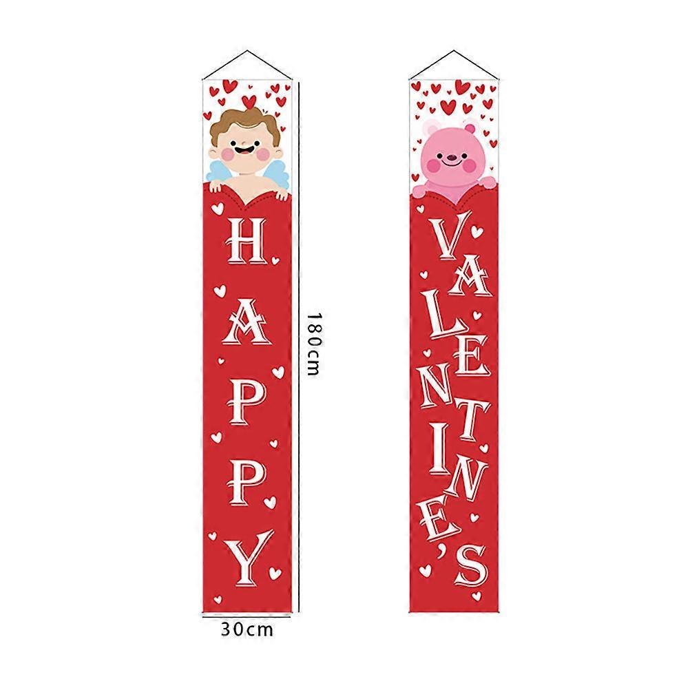 Valentine Decor Couplet Pendant Banner Pendant Valentine's Day Red 180x30x001cm Hanging 1 Pair