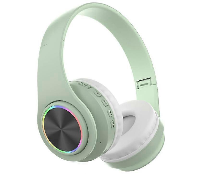 Bluetooth Wireless Gaming Headset - Foldable Lightweight Over-Ear Headphones, Built-in Microphone, 20 Hours Battery(Green)