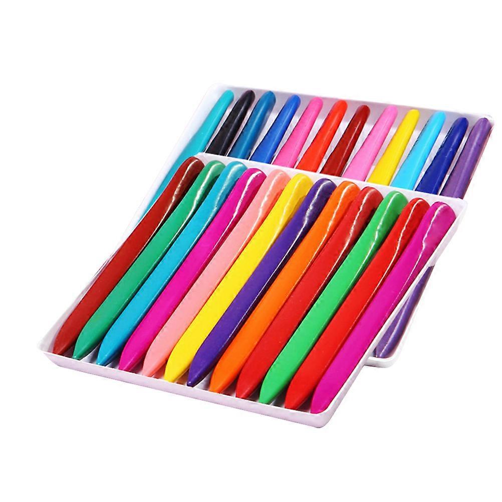 1 Set 24 Pack Wax Pencils Pastels Crayons Markers Triangular Colorful Stationery
