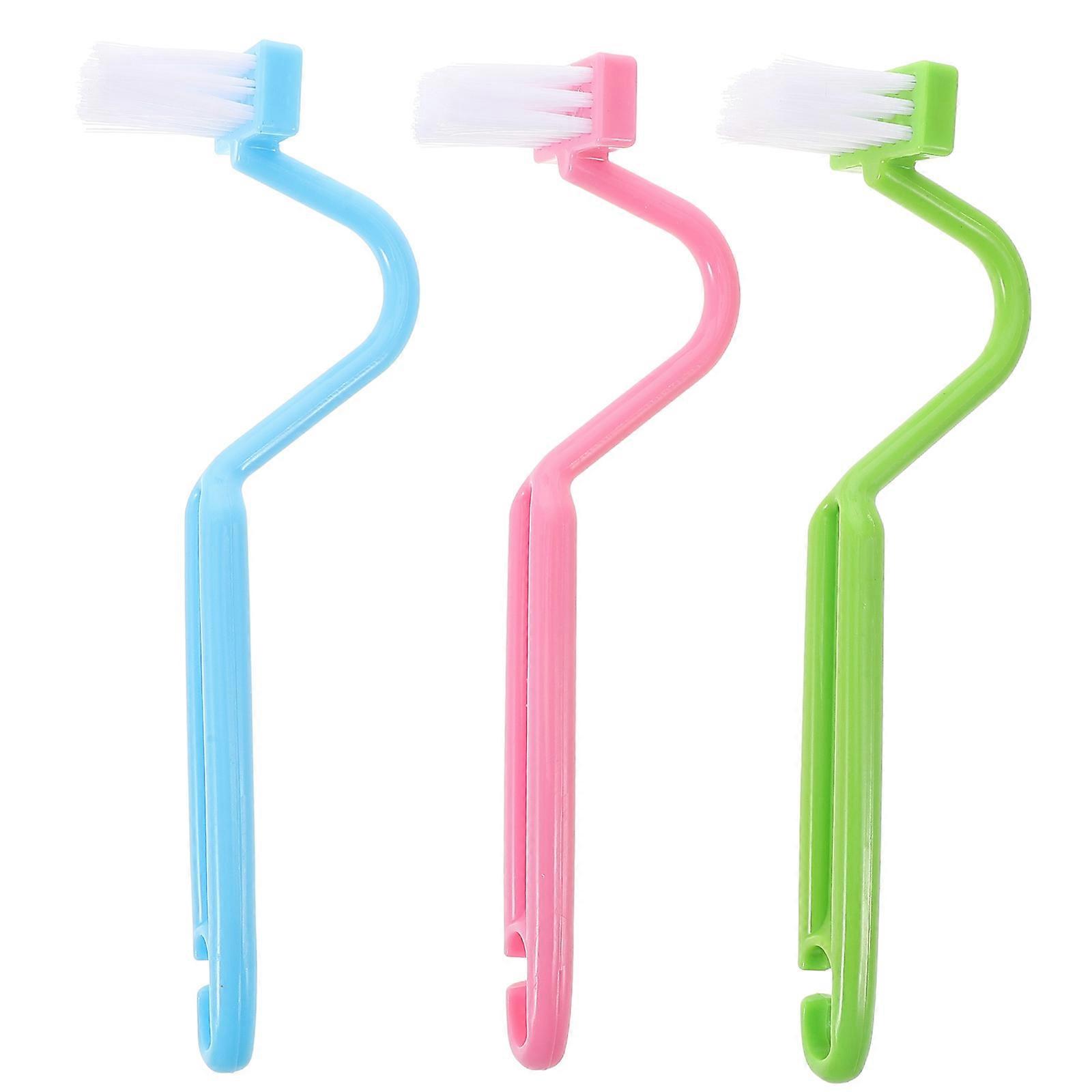 3pcs Curved V Shaped Toilet Brush Set with Ergonomic Handle for Efficient Bowl, Crevice & Floor Cleaning – Sturdy Bristles for Household Use