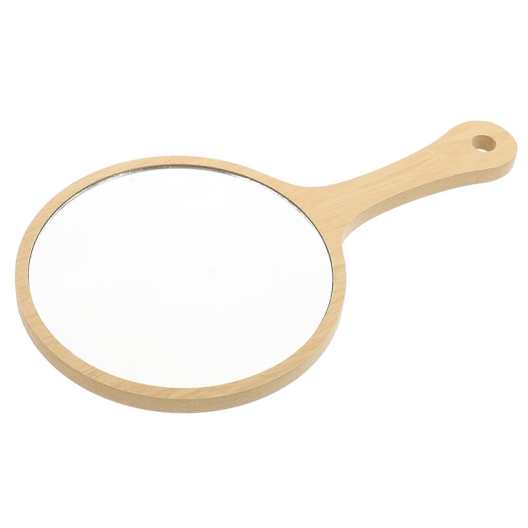 Makeup Mirror Hand Mirror Vintage Round Wooden