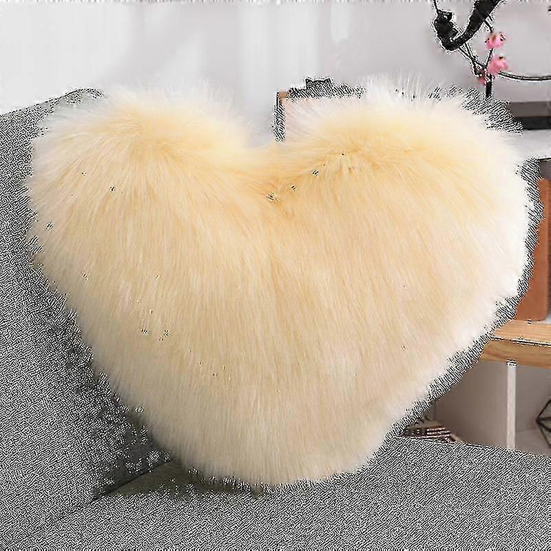 Faux Fur Heart Pillow Decorative For Bedroom And Couch 15.7 X 19.7 InchesPillow insert not included