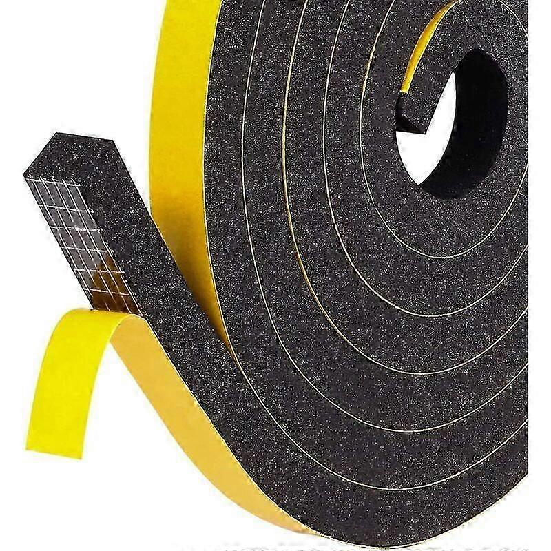 Door Window Adhesive Strip Seal, Rubber Foam Weatherstrip, 12mmx10mmx2m, Thick Insulating Seal, Draft Proof, Furniture Protection, 1 Roll - Black Foam