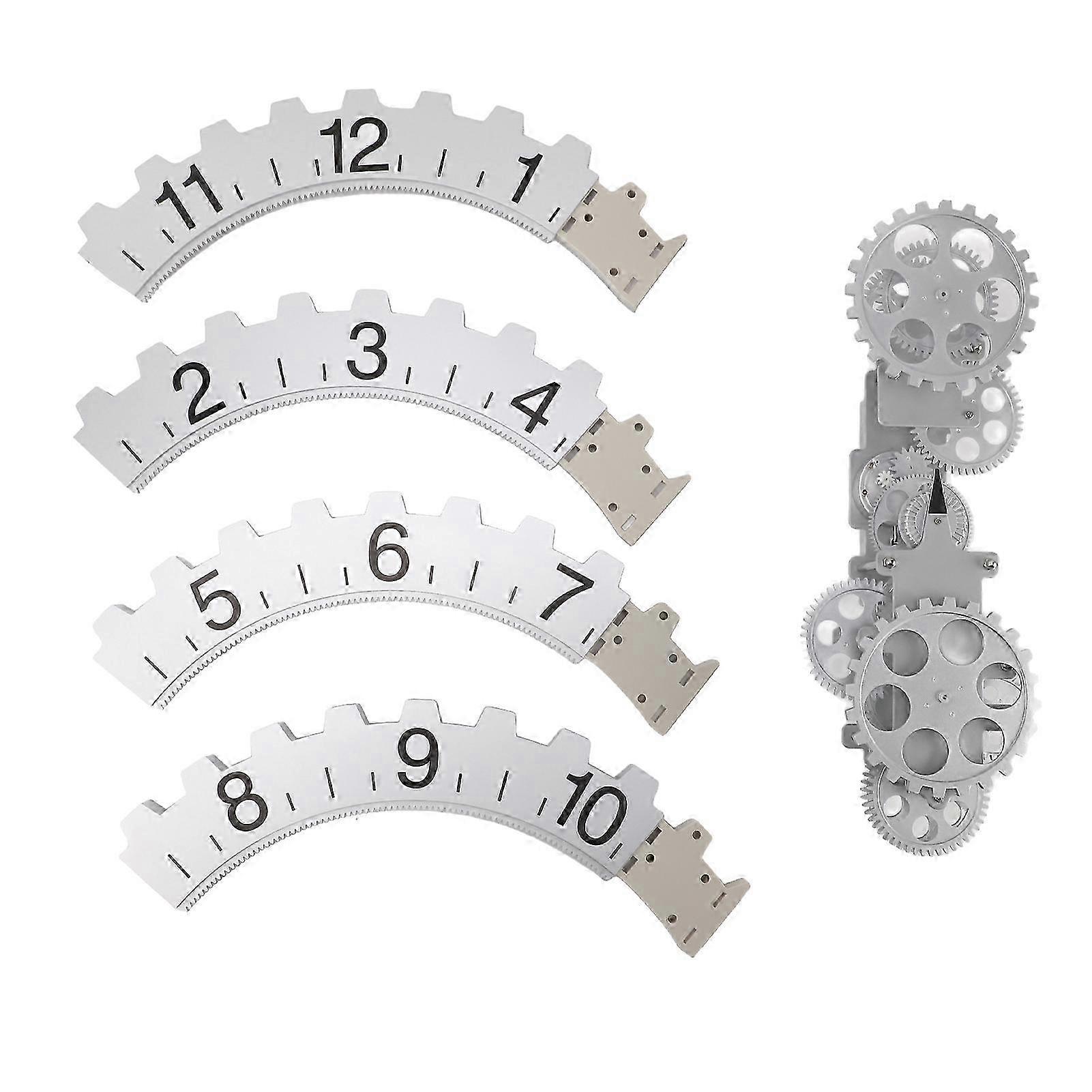 3D Moving Gear Clock Retro Large Hanging Wall Art Decorative Rotary Mechanical Silver