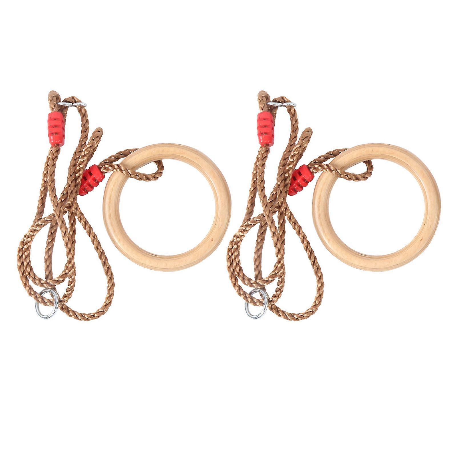 Set of 2 wooden gymnastic rings with rope for children