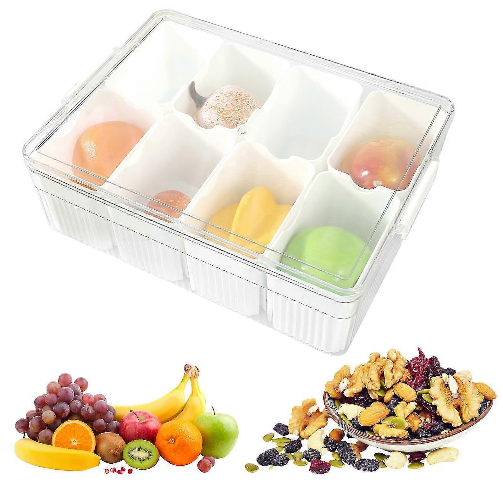 Large Snackle Box, Divided Serving Tray with Lid, Charcuterie Container, Clear Organizer for Candy, Nuts, and More