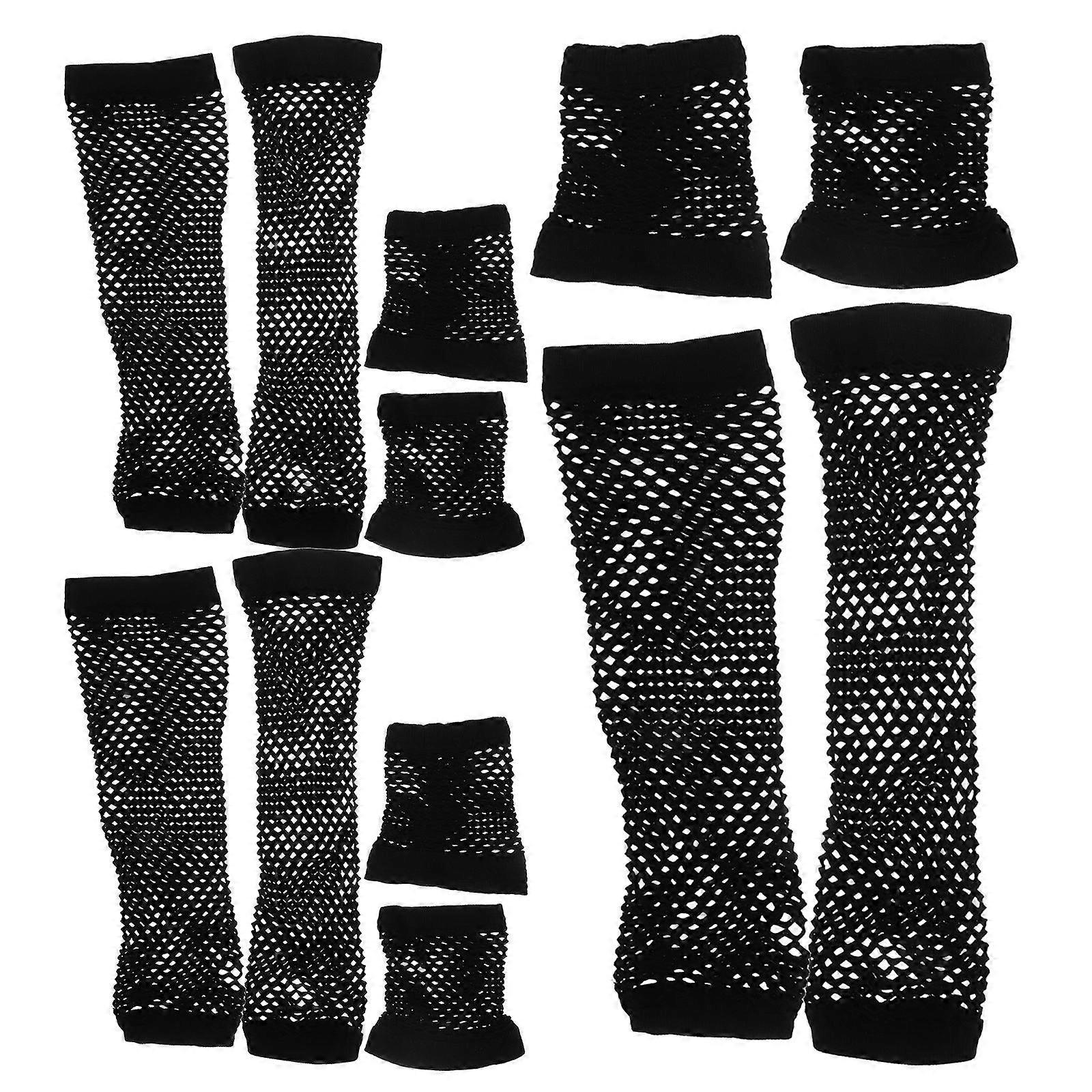6pcs Vintage Netting Gloves for Women – Elbow Length Design, Comfortable & Breathable Fabric, Ideal for Nightclubs, Cosplay & Masquerade Events