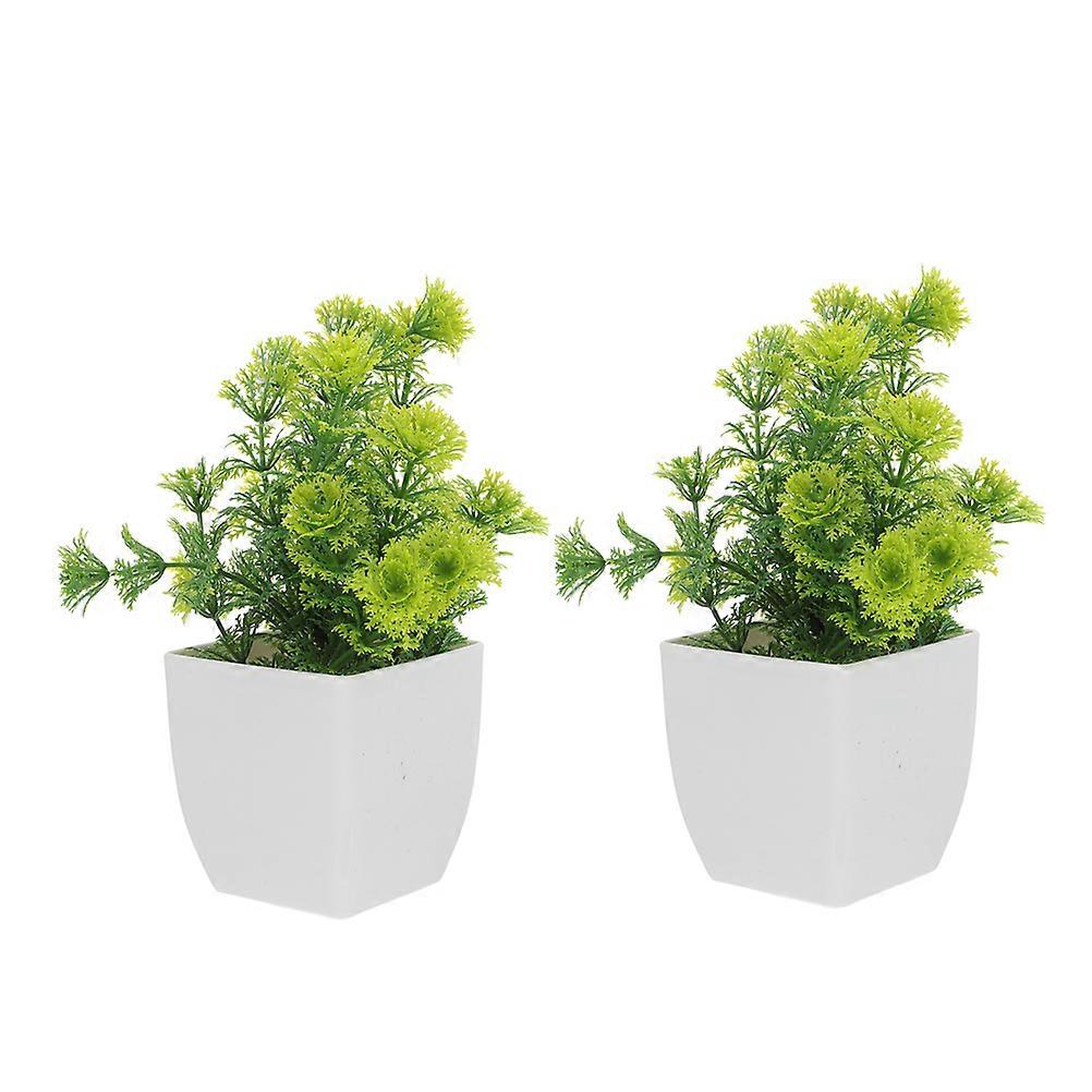 Small Fake Plants Artificial Bonsai Trees Office Space Low Maintenance Realistic Simulation 2Pcs