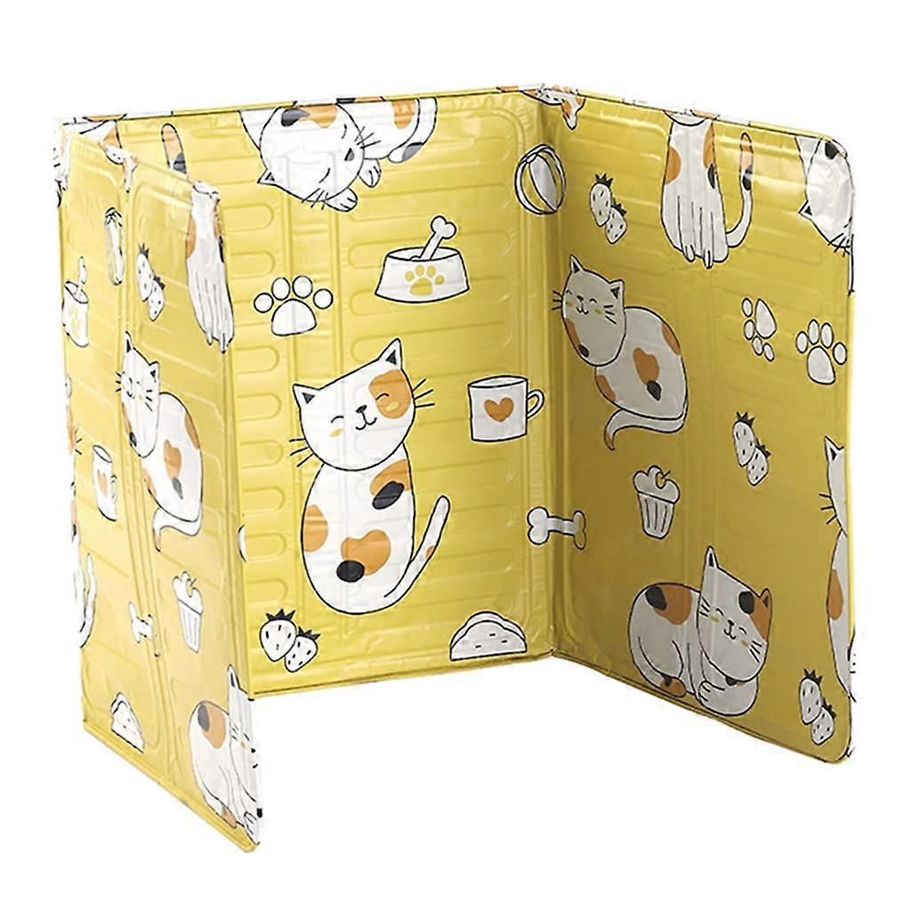 Practical, modern aluminum foil plate, foldable design, easy to clean, kitchen helper, tool to use Yellow Kitten