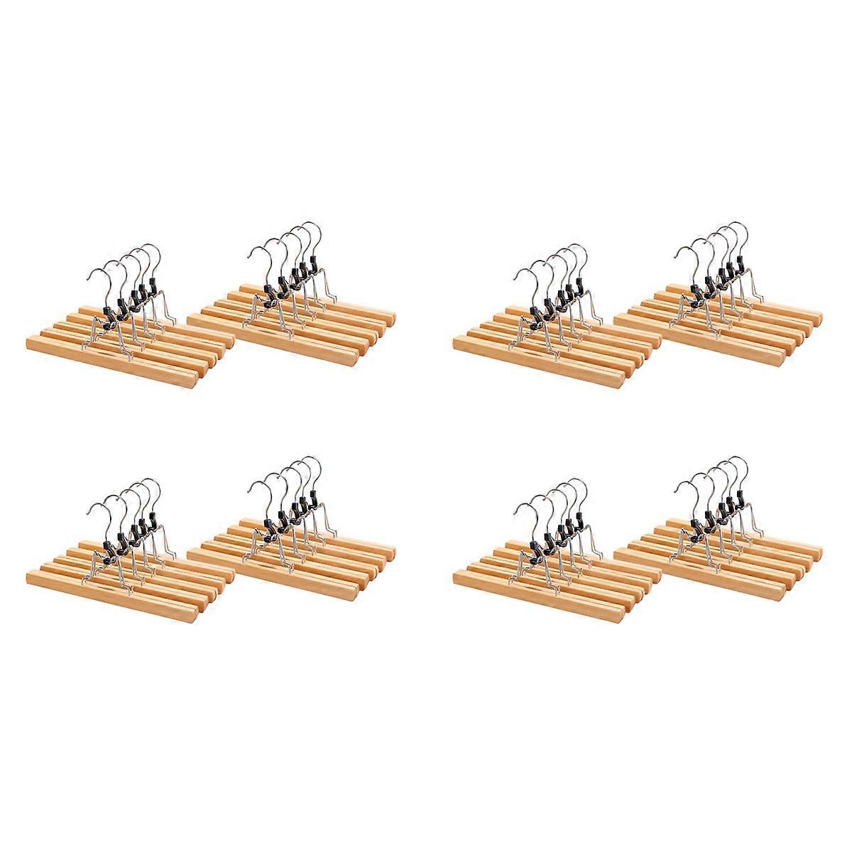 10 Pcs Grade Wooden Pants Hanger with Clips with 360° Swivel Hook