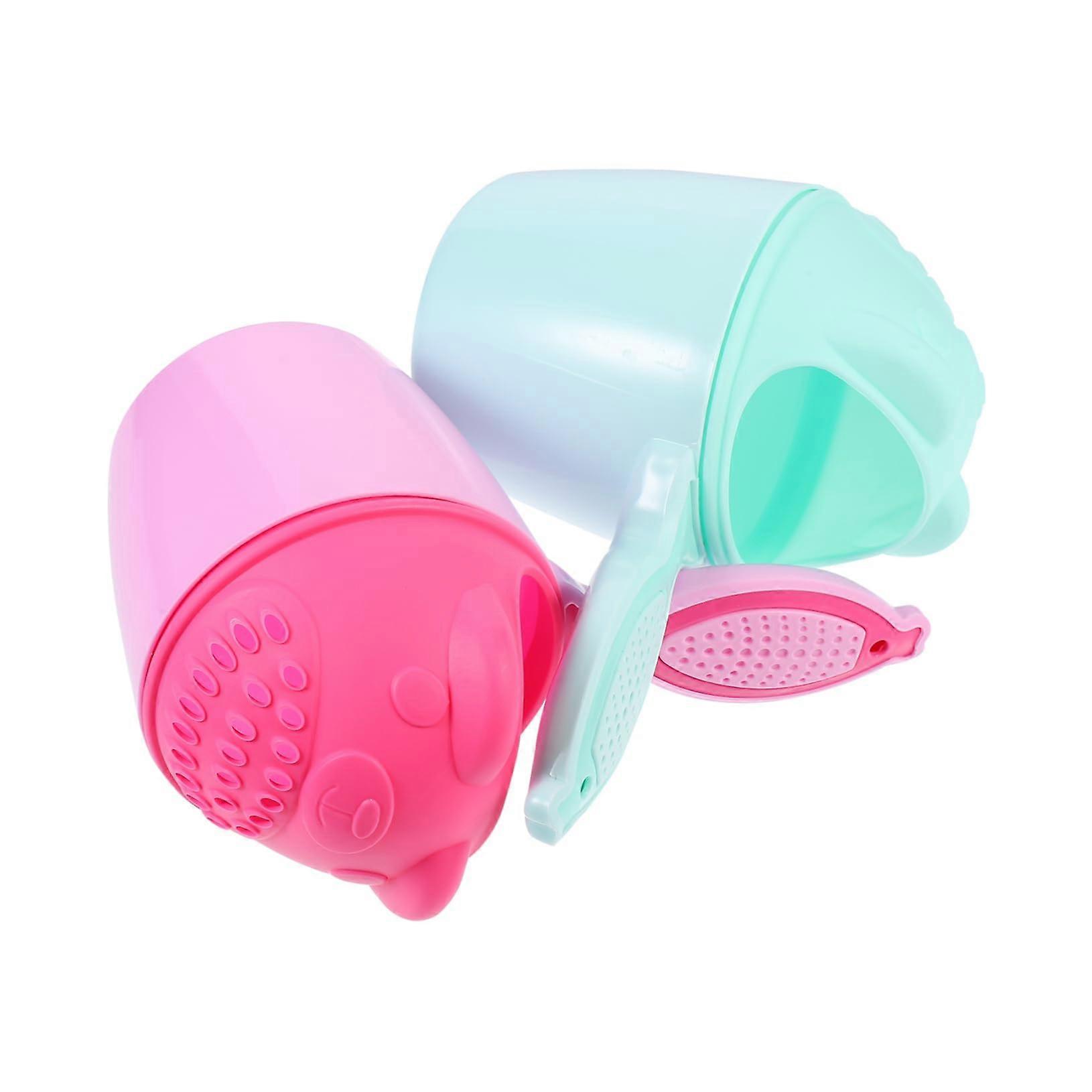 Shampoo Rinse Cups Set of 2 Practical Hair Washing Cups for Gentle Shampoo Rinsing Soft Plastic Design