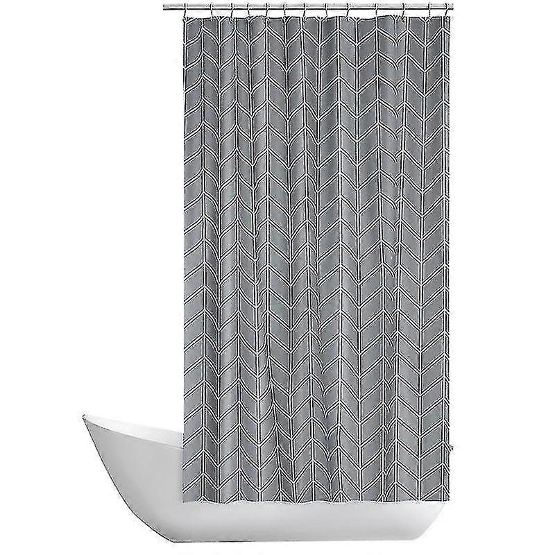 Navy Blue Herringbone Pattern Shower Curtain for Bathrooms