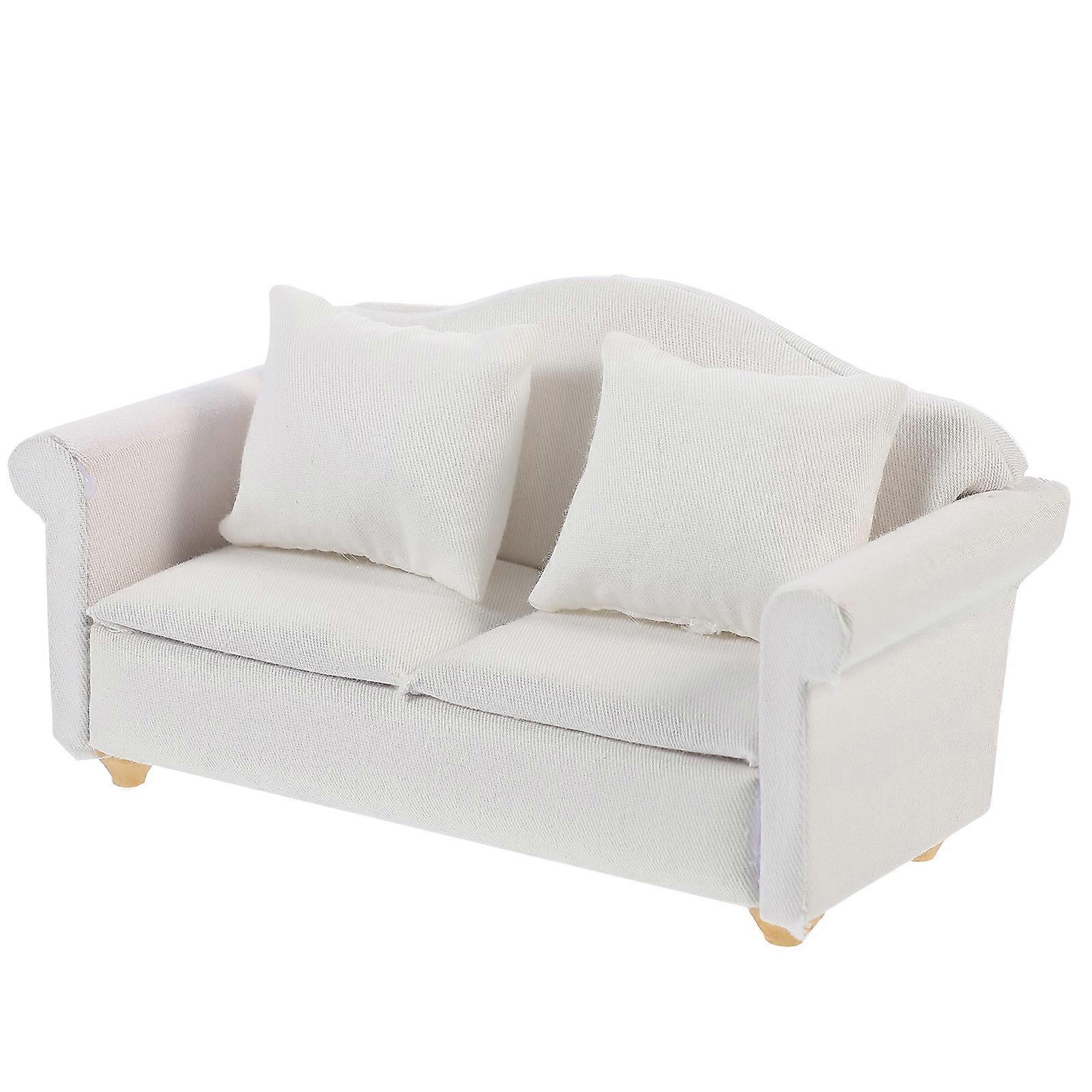 Cute Mini Sofa Decorations for Doll House Made of Synthetic Material and Cotton White Color