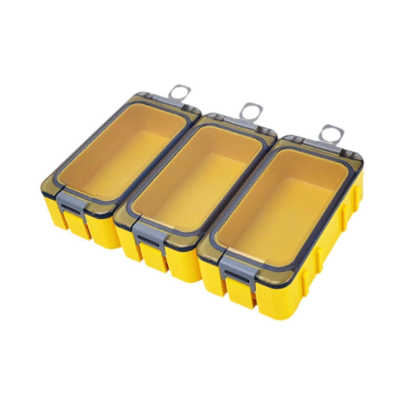 Angelkoeder Box Three-Compartment Yellow Bait Storage Box For Fishing Tackle