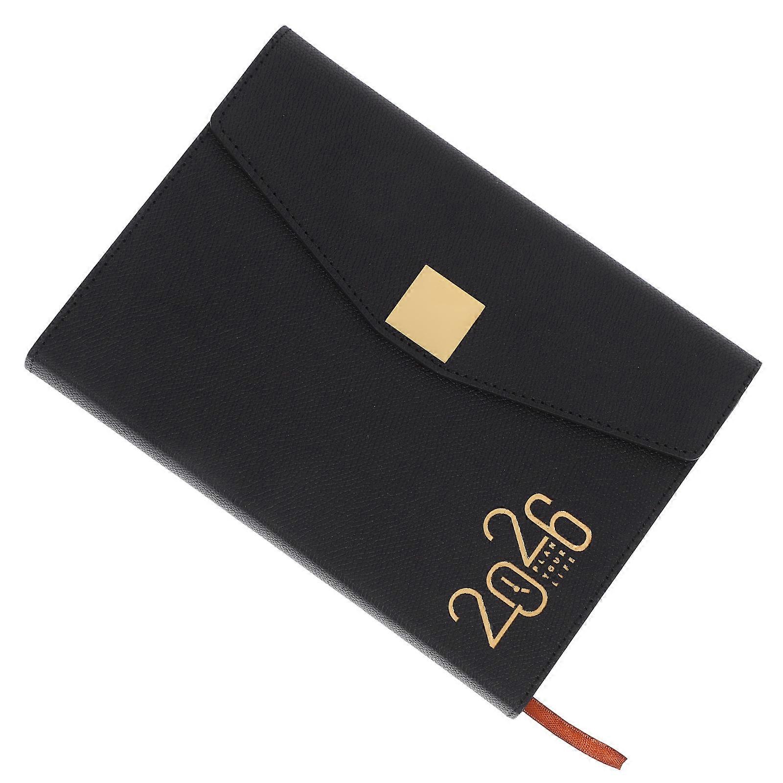 Schedule Daily Planner Modern Style 2026 Thick Paper Prevent Ink Bleed For Office Home Use Black 8.3×6.2×0.9in Task Tracking 1Pack