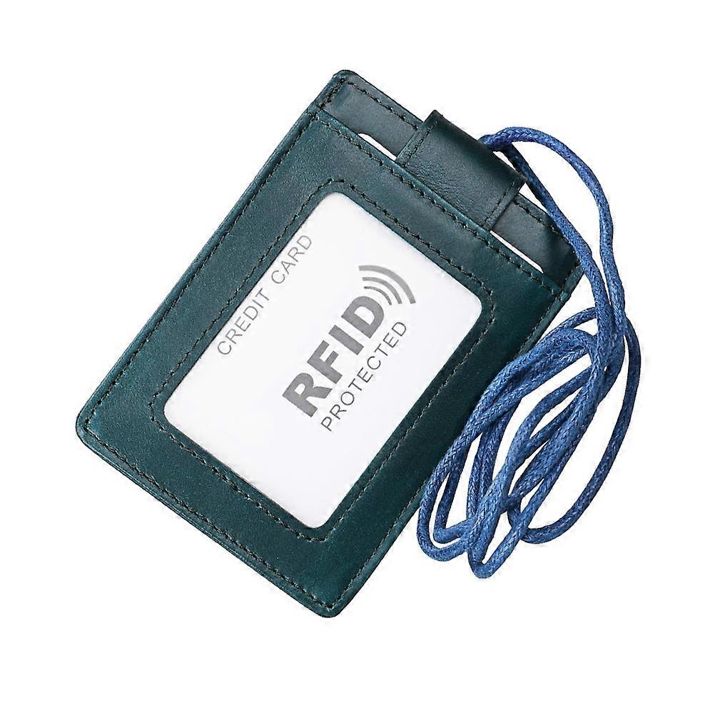 RFID Neck ID Badge Holder for Travel, Work, Exhibitions – Secure Card Slots, Lightweight Design, Blue Genuine