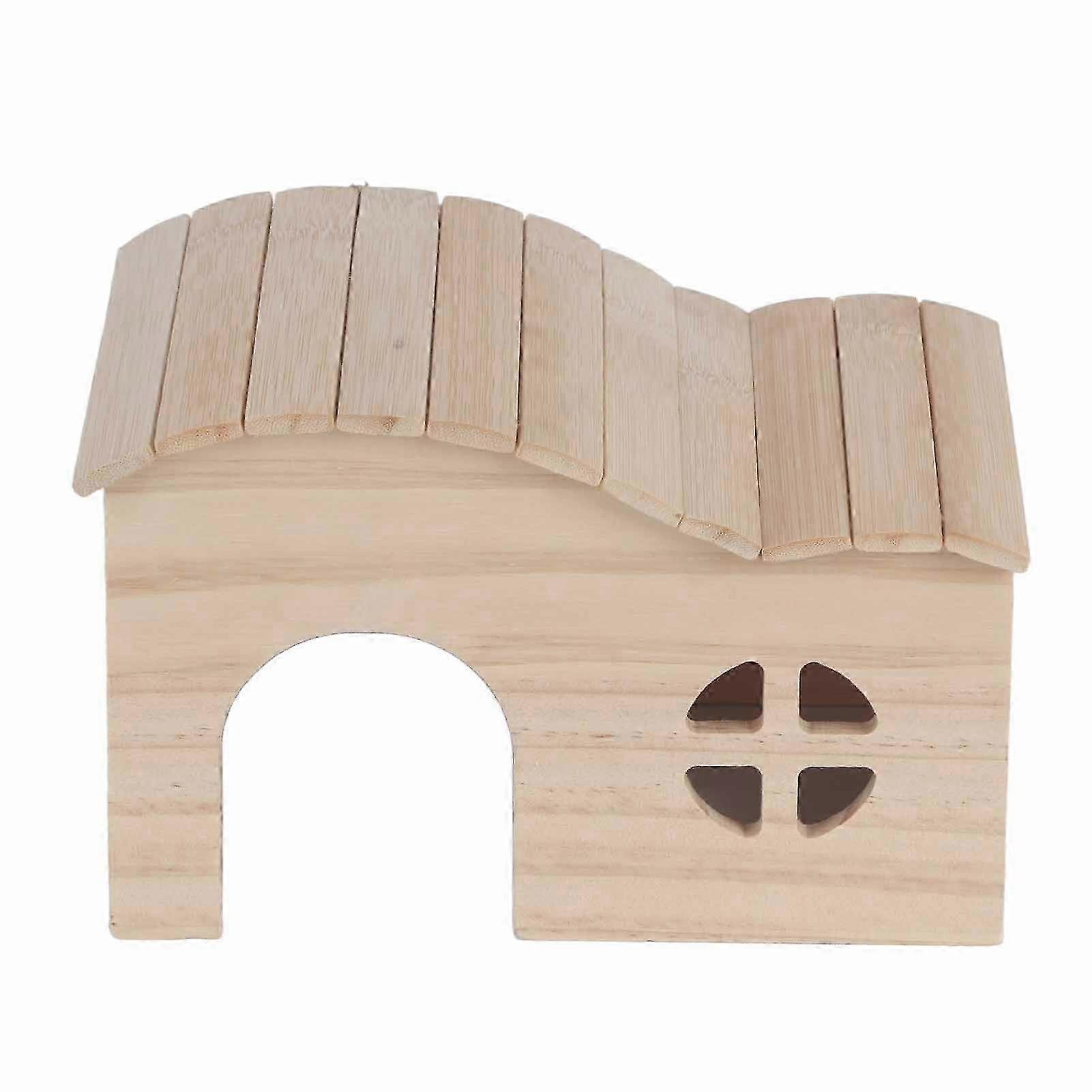 Bite Resistant Wooden Hamster House with Large Space Bottomless Pet Hideout Cabin for Small Animals