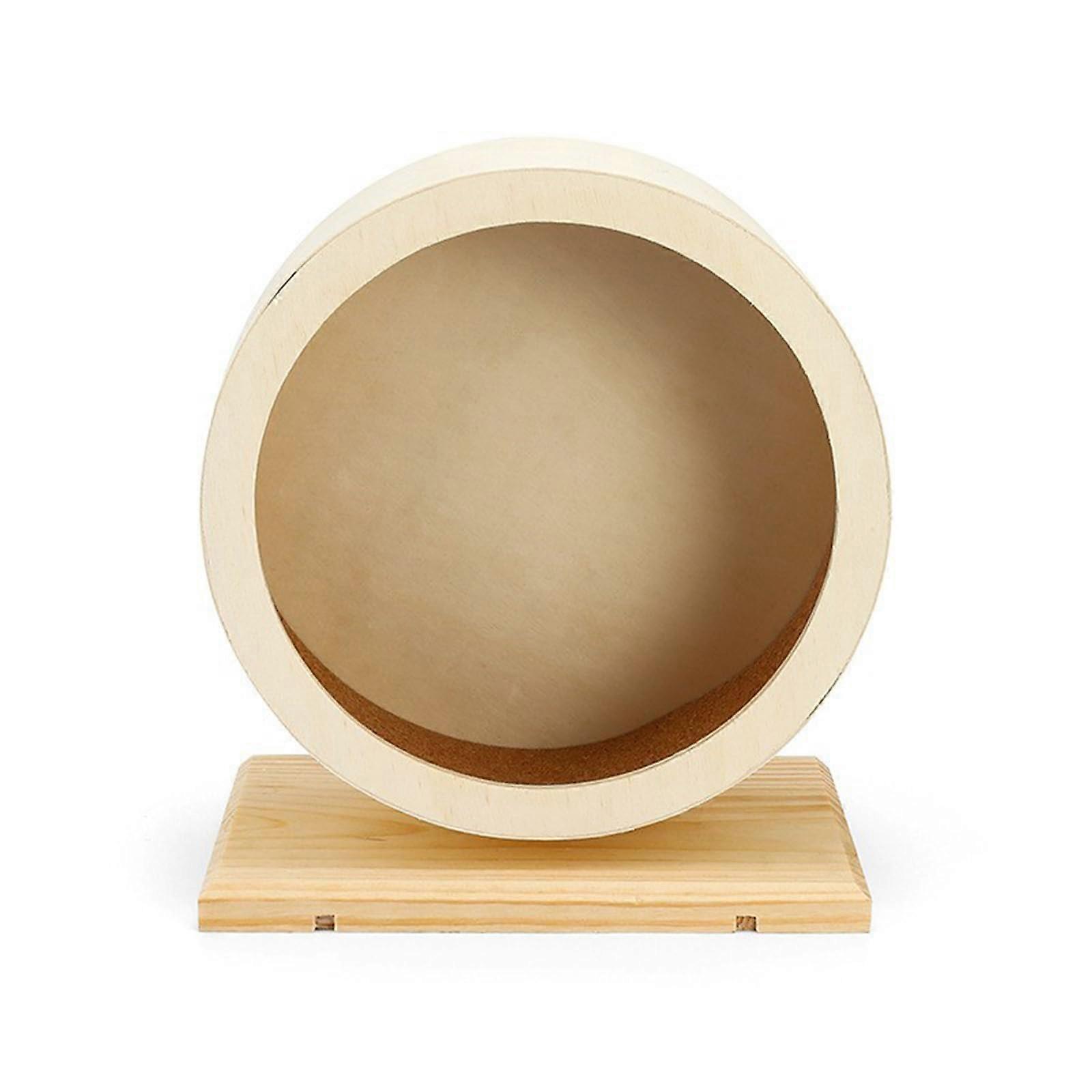 Quiet Wood Hamster Running Wheel with Cork Feed for and Comfortable Small Pet Exercise Roller Toy