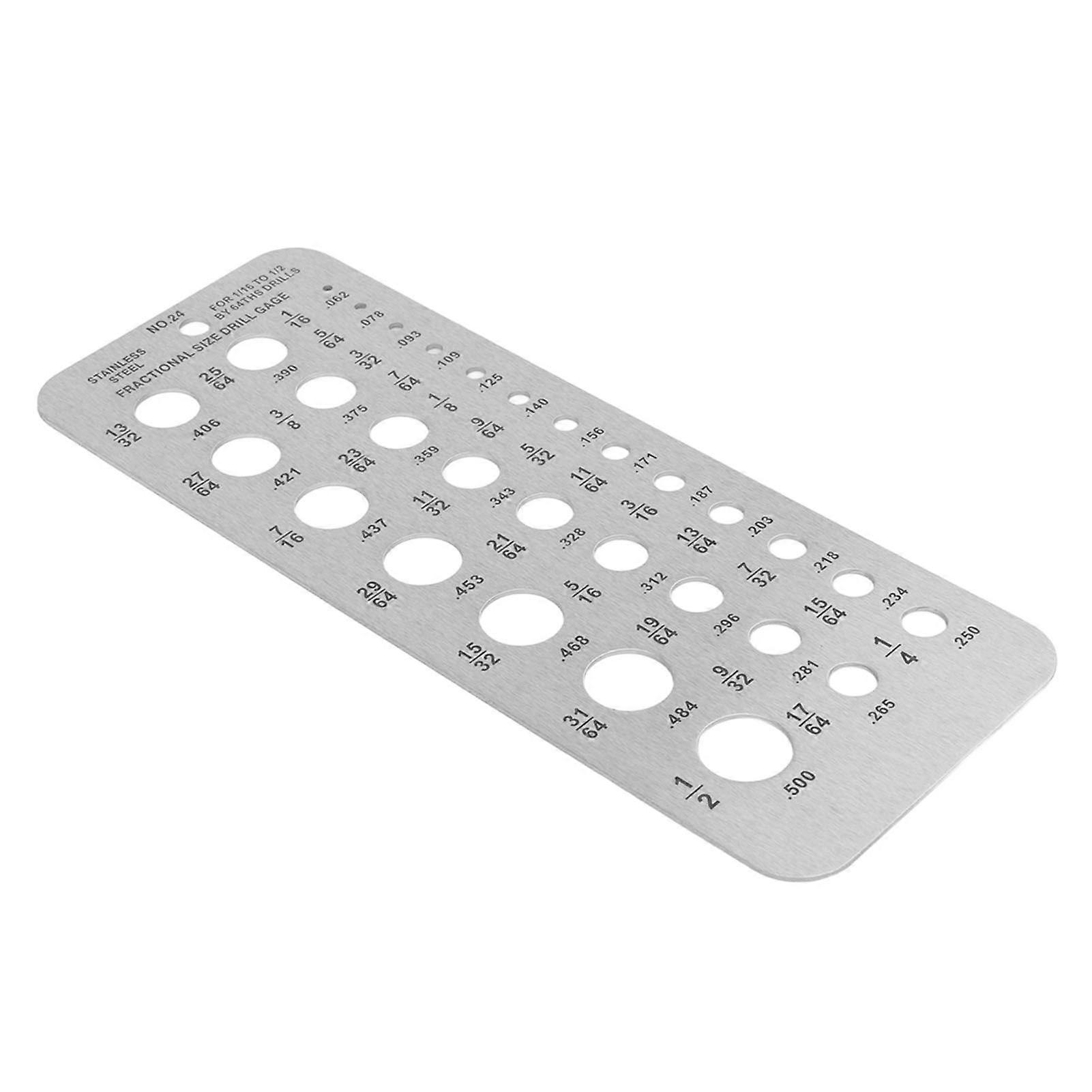 Jauge de perçage en acier inoxydable, modèle 2026, pour diamètres de 1/16 à 1/2 pouce.