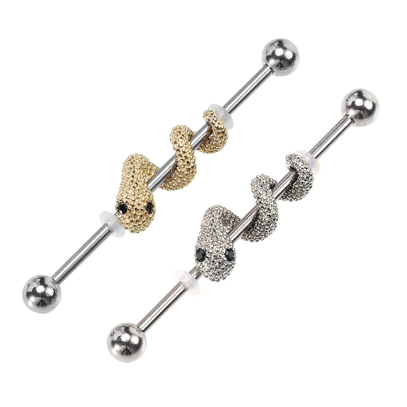 Stylish Snake Design Barbell Ear Studs Stainless Steel Earrings for Upper Ear Helix Tragus Bone Piercings Polished Smooth Surface Versatile for Any