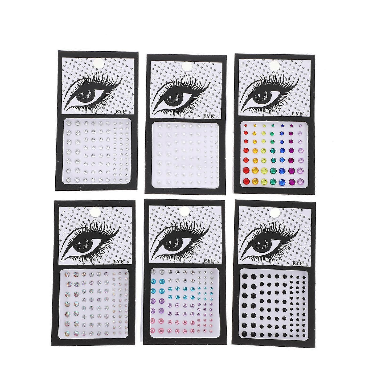 Cute Face Makeup Stickers Body Stickers Diy Enthusiasts Halloween 3mm Shiny Fashionable 6 Sheets